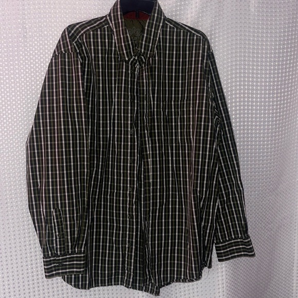 Old Navy Men's Olive Green Plaid Long Sleeve Button Down Shirt - XL - Picture 1 of 4
